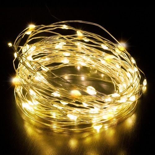 Huag-- Guirlande Lumineuse 50 Led À Piles - Fil De Cuivre De 5 M - Étanche - Décoration Led Pour Intérieur/Extérieur (Boîtier À Piles Intérieur) - Mariages, Noël, Chambre, Terrasse Et Fête