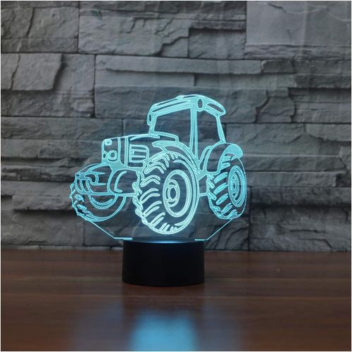 Huag-3d Lampe Illusion Optique Led Veilleuse 7 Couleurs Tactile Lampe De Chevet Chambre Table Art Déco Enfant Lumière De Nuit Avec Câble Usb, Tracteur
