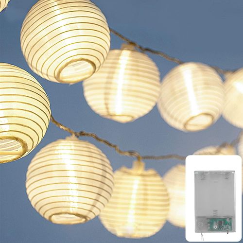 Huag-Cozyhome Guirlande Lumineuse Exterieure Pile Lampions - 20 Lampion Led & 7m I Minuterie À Piles I Guirlande Lumineuse Chambre Guirlande Lumineuse Intérieur Fairy Lights Guirlandes Lumineuses Noe