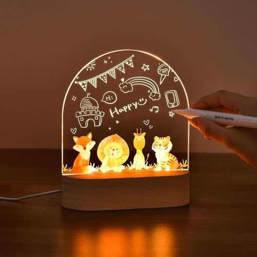HUAG-Veilleuse Bébé Personnalisé DIY LED Lampe Veilleuse Enfant USB Animaux Veilleuse de Nuit Idée Cadeau de Baptême pour Bebe Naissance Garcon Fille Nouveau-Né Déco Chambre Lampe de Chevet