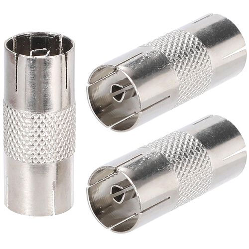 HUAG-Adaptateur de prise coaxiale TV vers prise coaxiale TV, connecteur de coupleur d'antenne cylindrique femelle vers femelle 3 pièces