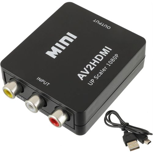 Huag-Adaptateur Rca Vers Hdmi Convertisseur Av En Hdmi, 1080p Supporte Pal/Ntsc Rca Composite Cvbs Convertisseur Audio Vidéo Avec Usb Câble Pour Pc/Xbox/Tv/Stb/Vhs/Dvd/Wii(Noir)