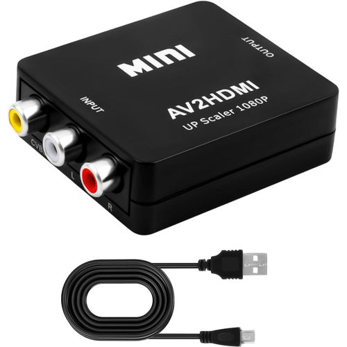 HUAG-Adaptateur RCA vers HDMI compatible avec 1080P 60 Hz, câble USB-C pour Wii/PS2/PS3/PC/Xbox/SNES/N64/STB/VHS/VCR/DVD/appareil photo