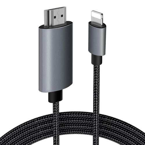 HUAG-Câble HDMI pour iPhone - Câble convertisseur HDMI pour iPhone, téléphone/tablette vers TV - Compatible avec i-Phone 14/12/11, X, 8, 7, 6, 5 et appareils i-Pad, haute définition 1080p @ 60 Hz,