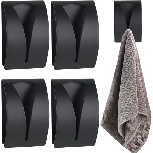 HUAG-4 Pièces Patère Autocollant Salle de Bain,Attache Torchon Mural Salle de Bain en Acier Inoxydable,Accroche Porte Torchon Autocollante Cuisine,Porte Serviette Sans Percage,Argent