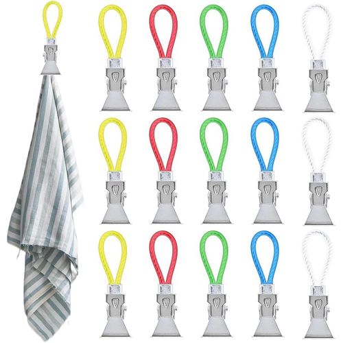 HUAG-15 Pcs Accroche Torchon Pince Serviette Crochet Torchon Attache Torchon Cuisine Clips Torchon Multicolores Métal Clips De Cuisine Suspendus Pour Cuisine Armoires Et Aux Salles De Bains