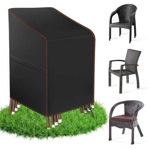 HUAG-Housse de protection pour chaise de jardin en tissu Oxford 420D, imperméable, résistante à l'hiver, pour chaises empilables, pour meubles de jardin, 65 x 65 x 75/120 cm