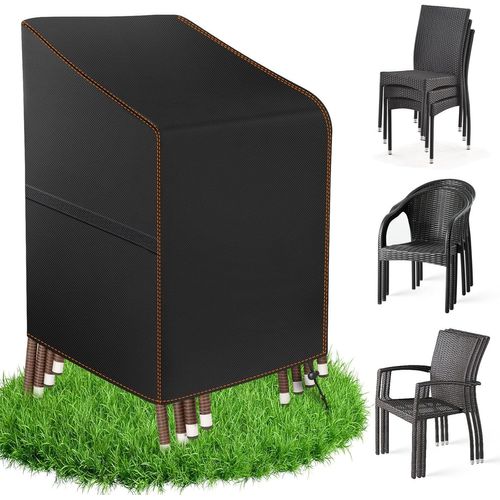 HUAG-Housse de protection pour chaises de jardin - En tissu Oxford - Imperméable - Résistante à l'hiver - Pour chaises empilables - Pour meubles de jardin à dossier haut - 85 x 65 x 90/120 cm