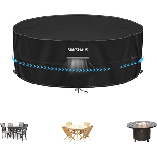 Huag-Bâche Table Ronde Extérieure Bache Table Basse De Jardin Bache Impermeable Table Ronde Housse Brasero Anti-Uv 420d Oxford Tissu Housse De Table Ø130x71cm