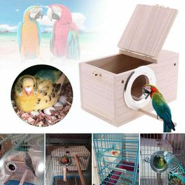 Boîte D'élevage D'oiseaux En Bois, Boîte De Nidification Pour Perroquet, Cages Jos, Accessoires De Jouets En Bois, Maison De Perruche, Inséparable, B0u6