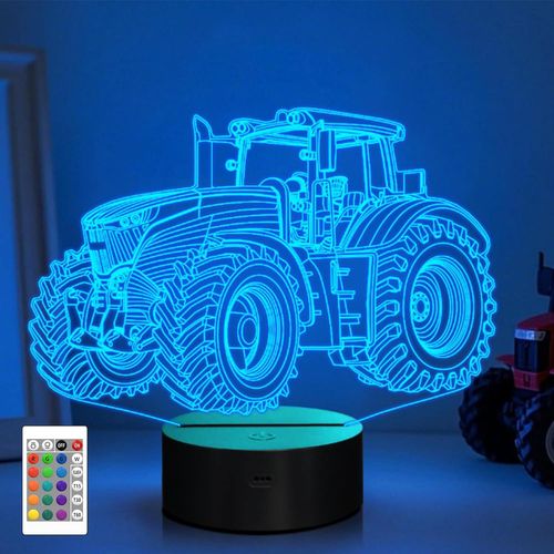 Shiba-Veilleuse 3d Tracteur, Illusions De Camion, Lampe De Chevet Hologramme, Lampe Led Avec 16 Changements De Couleur, Minuterie [3