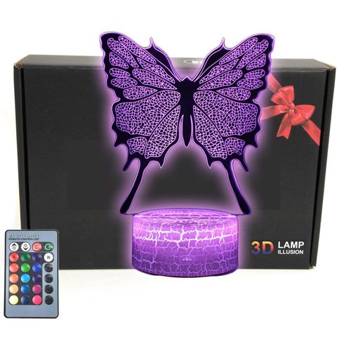 Shiba-Lampe De Table 3d En Forme De Papillon Avec Carte De V?ux, 16 Couleurs Changeantes, Bouton Tactile Intelligent Et Télécomman[4