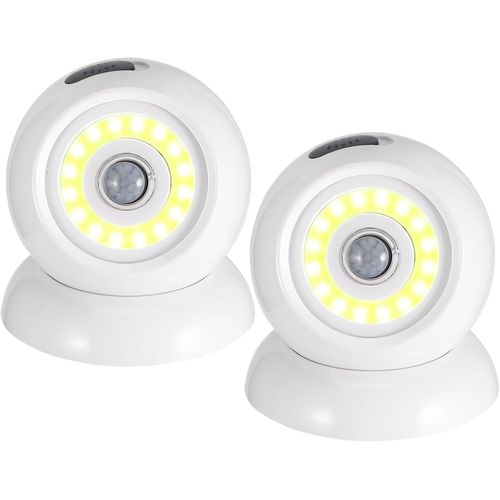 SHIBA-Lot de 2 lampes d'extérieur à détecteur de mouvement ¿ Lampes d'extérieur à piles sans fil avec détecteur de mouvement march[2