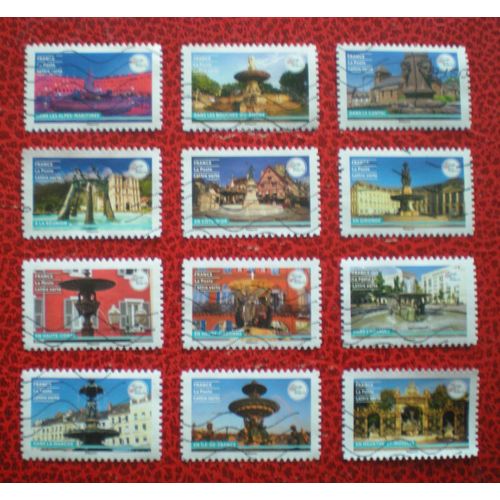 France Terre De Tourisme - Les Fontaines - Série Complète De 12 Timbres Oblitérés - France - Année 2024