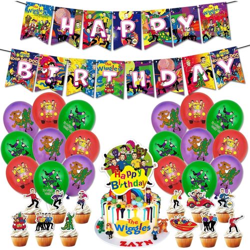 32 Pièces Dessin Animé Personnages Décorations Pour Anniversaire Comprend Bannière De Joyeux Anniversaire Inserts Pour Gâteaux Ballons En Latex En Forme De Chien Cosplay Fête À Thème[H2198]