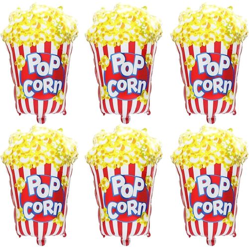 Lot De 6 Ballons Pop-Corn, Décoration De Carnaval, Taille Xxl, Ballons Pop-Corn, Décoration De Cinéma, Ballons En Aluminium, Décoration De Cirque, Ballons Pop-Corn À L'Hélium, Pour Décoratio[H2203]