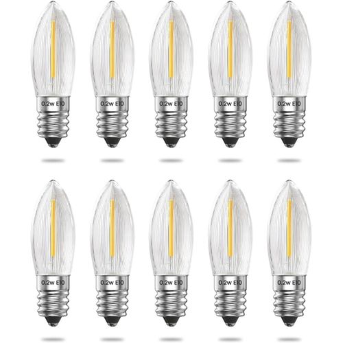 Ampoule Led E10 Dimmable Bougie Arches,10-55v Ac E10 Ampoule Bougie Conique, 2200k Blanc Chaud 0.2w Ampoule Led Bougie Pour Arbre De Noël, Bougie Arches[Den5282325]
