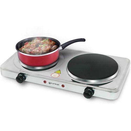 Ehp-218Inox Réchaud Électrique À Double Plaque De 155 Mm Cuisinière Électrique Double Portable Idéale Pour Caravanes, Camping Ou Petites Cuisines - 1500 W + 1000 W - Acier Inoxydab[MIN5283287]