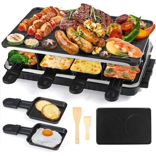 Appareil A RacletteMachine A Raclette 8 Personnes Avec Revêtement Anti-Adhésif 8 Poelon Raclette Individuelle 8 Spatule Raclette- 1300W[MIN5280974]