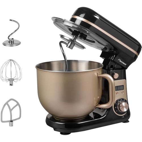 Robot Patissier, Robot Pâtissier Super Silencieux (65 Db), Robot De Cuisine 4-En-1, Bol De 6 Litres, Inclus Crochet Pétrisseur, Fouet Et Batteur Plat, 6 Vitesses + Fonction Pulse, [MIN5281677]
