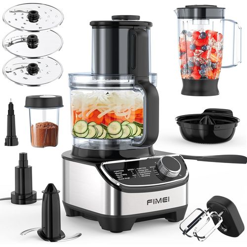 Robot Multifonction Cuisine 1300W, 3 Vitesses Et Fonction Pulse, Hachoir 3,5L, Mixeur 1,5L, Moulin, Presse Agrumes, Crochet Pétrisseur, Fouet, Râpe, Disque Tournant, Sans Bpa[MIN5282481]