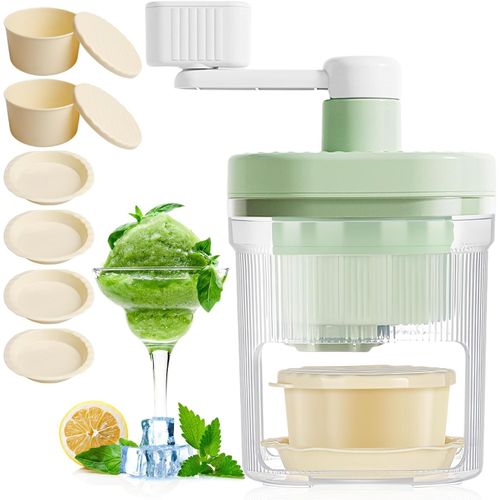 Machine À Glace Pilée,Broyeur À Glace Manuel,Machine À Glace Rasée Portable Machine À Smoothie Machine À Concasser Avec Bacs À Glaçons Broyeur Rotatif Machine À Granité Pour Bar,Cuisine