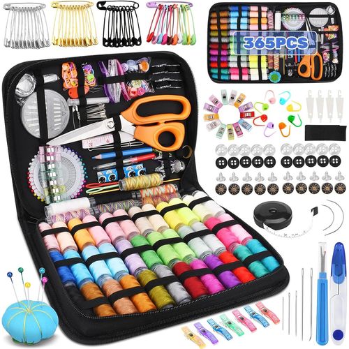 365pcs Kit De Couture,Set De Couture,Kit Couture Complet Avec Boîte,Aiguilles À Coudre,Dé À Coudre,Fil Pour Voyage Famille Maison Ou Travailler