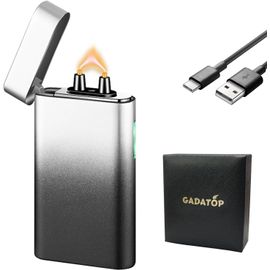 Briquet Arc Coupe-vent Briquet Électrique Rechargeable USB-C - Sans Flamme Arc Double | Coupe-Vent Et Indicateur Batterie Briquet Anti-vent