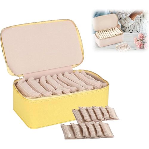 Coffret À Bijoux De Voyage Avec Petites Pochettes, Pour Boucles D'oreilles, Bagues, Colliers Et Bracelets (Jaune, Taille Unique)