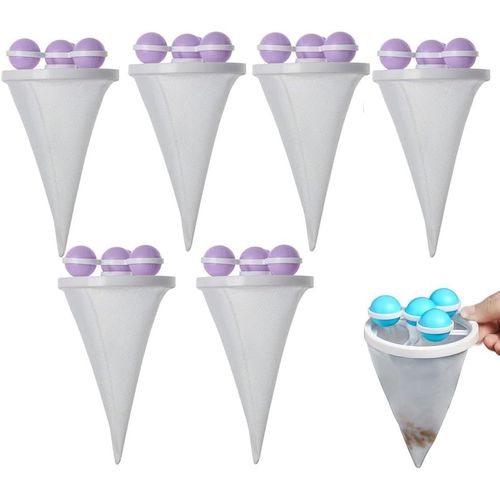 Filet filtrant flottant pour éliminer les poils d'animaux, sac filtrant anti-peluches amélioré 2025 pour machine à laver, réutilisable, pour le linge (6, violet)