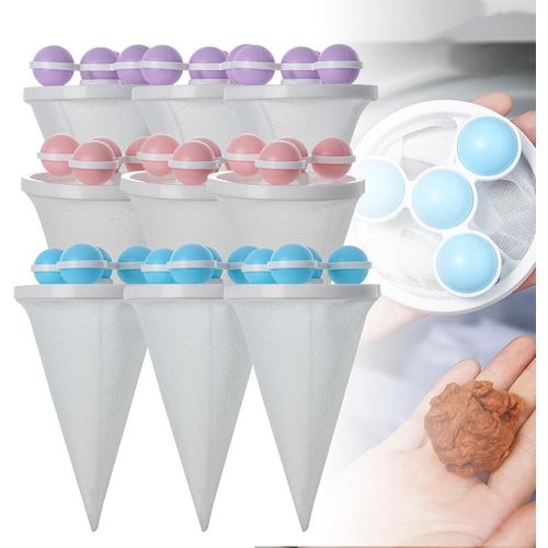 Filet filtrant flottant pour éliminer les poils d'animaux, sac filtrant anti-peluches amélioré 2025 pour machine à laver, réutilisable, pour le linge (9 couleurs mélangées)