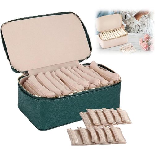 Coffret À Bijoux De Voyage Avec Petites Pochettes, Pour Boucles D'oreilles, Bagues, Colliers Et Bracelets (Vert, Taille Unique)