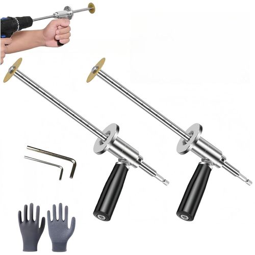 Lot de 2 coupe-tubes intérieurs en PVC avec molette diamantée et poignée, pour tubes de 3,8 à 20 cm, profondeur de coupe réglable de 17,8 cm, tige hexagonale de 6,35 mm, pour visseuses à percussi