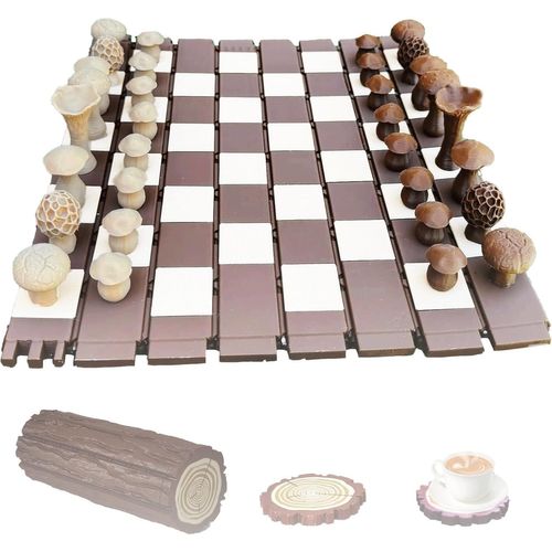 Jeu D'échecs Magnétique En Forme De Champignon Forestier, Jeu D'échecs En Forme De Bûche Et De Champignon, Dames Forgecore, Échiquier Et Pièce, Jeu D'échecs En Bois Imprimé En 3d, Jeu De Dames En