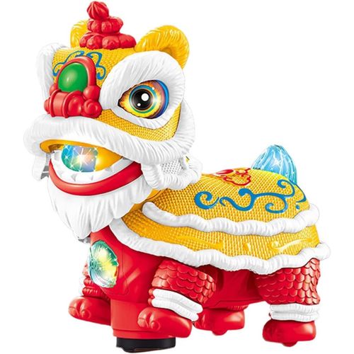 Jouets de danse des lions chinois, danse des lions avec lumières et musique, jouets de danse amusants pour enfants, décorations du Nouvel An chinois (jaune)