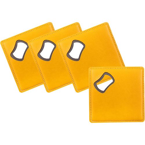 Lot De 4 Dessous De Verre En Cuir Synthétique Avec Décapsuleur, En Acier Inoxydable, Antidérapants, Pour Bar, Restaurant, Cuisine