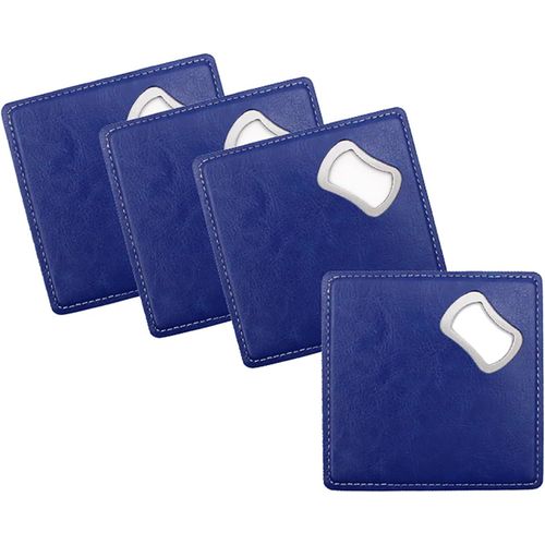 Lot De 4 Dessous De Verre En Cuir Synthétique Avec Décapsuleur, En Acier Inoxydable, Antidérapants, Pour Bar, Restaurant, Cuisine