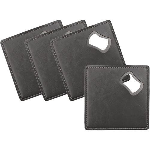 Lot De 4 Dessous De Verre En Cuir Synthétique Avec Décapsuleur, En Acier Inoxydable, Antidérapants, Pour Bar, Restaurant, Cuisine