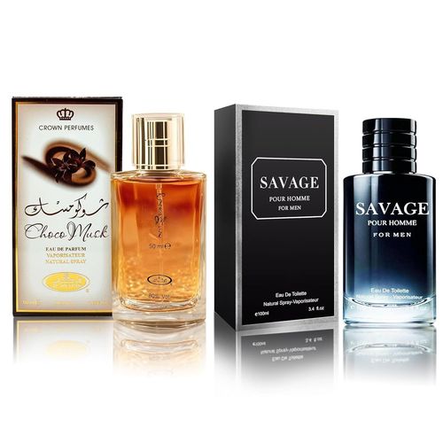 Coffret Eau De Cologne Pour Homme Choco Musk (50 Ml) Et Eau De Parfum Savage (100 Ml) Notes De Musc, Chocolat Au Lait Et Vanille Parfum Longue Durée Cadeau Pour Homme 