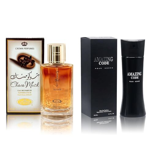 Coffret Eau De Cologne Pour Homme Choco Musk (50 Ml) Et Amazing Code (100 Ml) : Notes De Musc, Chocolat Au Lait Et Vanille. Parfum Longue Durée. Cadeau Pour Homme. 