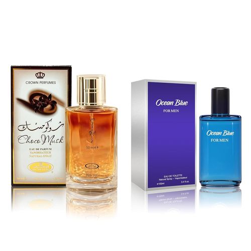 Coffret Eau De Cologne Homme Choco Musk (50 Ml) Et Ocean Blue (100 Ml) Eau De Parfum Notes De Musc, Chocolat Au Lait Et Vanille Parfum Longue Durée Cadeau Pour Homme 