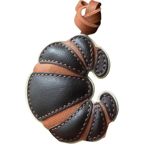 Porte-clés croissant en cuir véritable fait main ¿ Bijou de sac bohème pour clés, sac à dos, porte-clés décoratif artisanal en cuir de vache