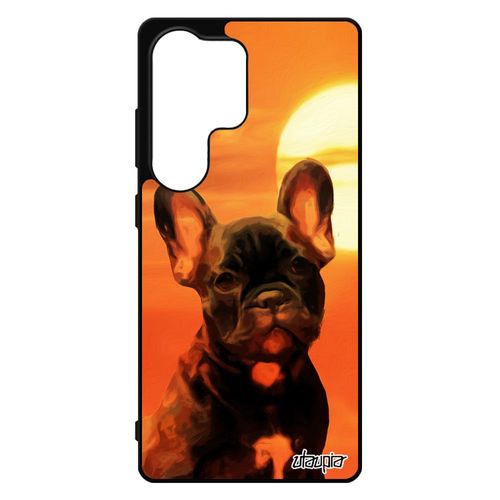 Coque Pour Samsung Galaxy S25 Ultra En Silicone Chien Animal Orange Animaux Mobile Ciel Couch¿ De Soleil Mignon 5g Case Bulldog Francais