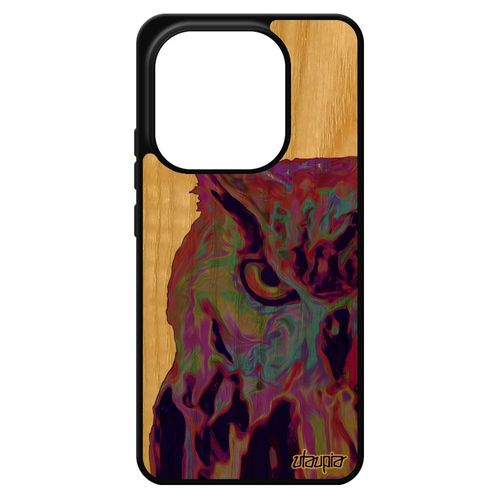 Coque Pour Pour Xiaomi Redmi Note 14 4g Europe En Vrai Bois Silicone Hibou Oiseau Personnalis¿ Design Bumper Animaux Telephone Originale