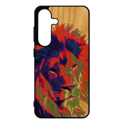 Coque Lion Pour Pour Samsung Galaxy S25 En Bois Silicone Noir Case Peinture Orange Pop Art Tpu Felin Fauve Street Art Animaux Lionne Roi