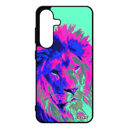 Coque Silicone Pour Samsung Galaxy S25 Lion Animaux 4g Telephone Design Case Portable Peinture Felin Pop Art Violet Roi Lionne Street Art