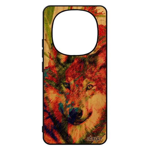 Coque Pour Pour Xiaomi Redmi Note 14 Pro/14 Pro+ Plus 5g En Bois Silicone Loup Pas Cher Predateur Telephone Fleurs De Protection Housse