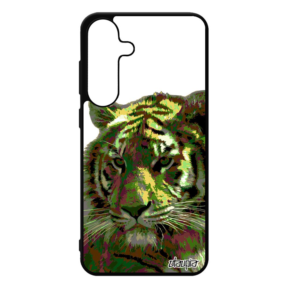 Coque Pour Samsung Galaxy S25+ Plus Silicone Tigre Vert Pop Art Portable Mobile Animal Felin Animaux Noir Fauve Du Bengal Tigresse Motif