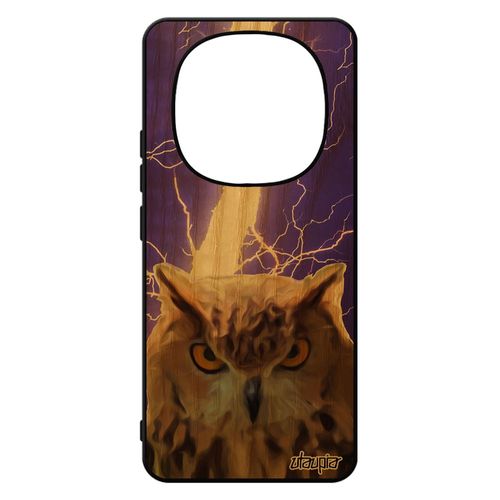 Coque Silicone Hibou 14 Pro+ Plus 5g /Redmi Note 14 Pro En Bois Peinture Solide Animal Design Rigide Etui Noir Made In France Pour Xiaomi