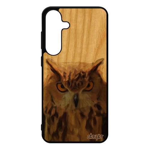 Coque Pour S25+ Plus En Bois Et Silicone Hibou Telephone Animal Design Jolie Unique Noir Etui Oiseau Mobile Animaux Pour Samsung Galaxy